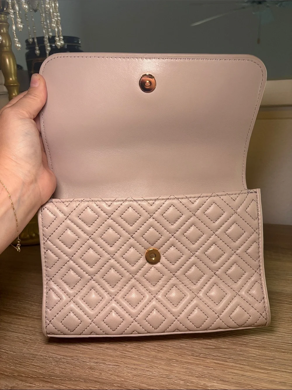 Tory Burch Quilted Shoulder Bag in Light Blush-USED AS IS
